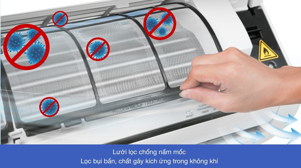 Máy lạnh Toshiba Inverter 1.0 HP RAS-H10E2KCVG-V (I-on lọc không khí)