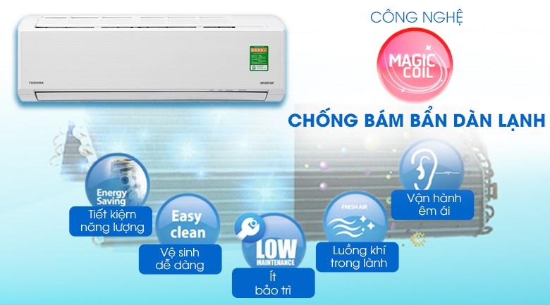 Máy lạnh Toshiba Inverter 1.0 HP RAS-H10E2KCVG-V (I-on lọc không khí)