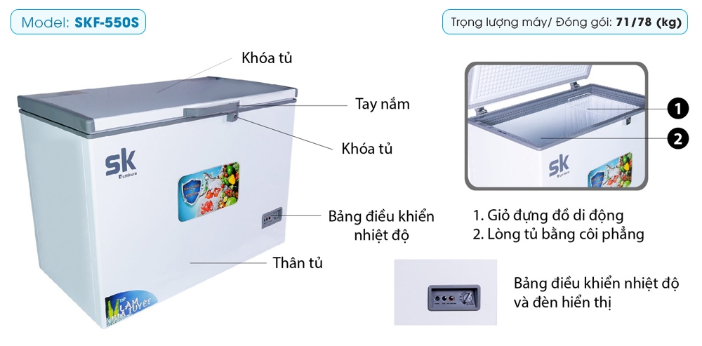 Tủ đông Sumikura  550 lít  SKF-550S (550 lít) - GIÁ TẠI KHO