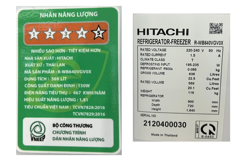 Tủ lạnh Hitachi Inverter 569 lít R-WB640VGV0X ( MGW ) Giá tại kho