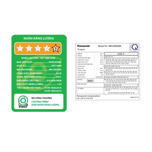 Tủ lạnh Panasonic Inverter 495 lít Multi Door PRIME+ Edition NR-CW530XMMV