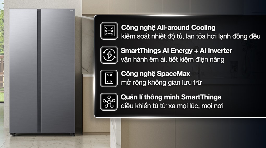 Tủ lạnh Samsung Inverter 655 lít Side By Side RS70F65Q3TSV Mẫu mới