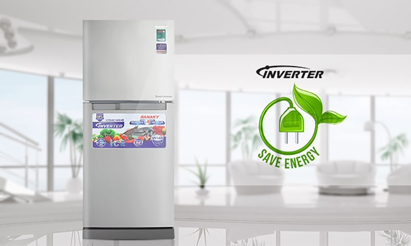 Tủ lạnh Sanaky Inverter 249 Lít VH-249KG kính cường lực màu gương bạc NEW