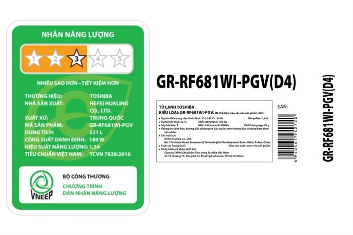 Tủ lạnh Toshiba Inverter 521 lít Multi Door GR-RF681WI-PGV(D4) Mẫu mới