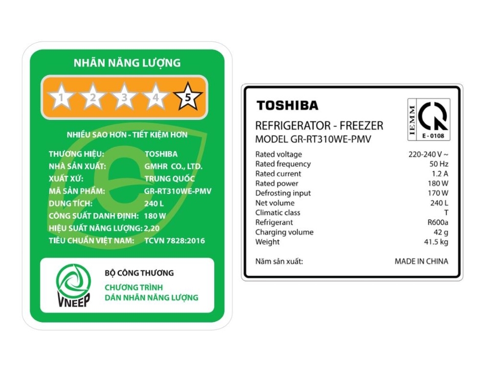 Tủ lạnh Toshiba Inverter 240 lít GR-RT310WE-PMV(68) Mẫu mới