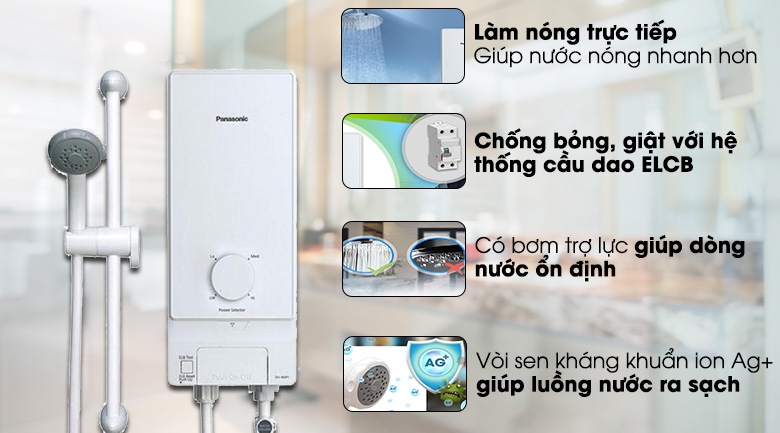 Máy tắm Panasonic DH-4MP1VW (4,5KW có bơm trợ lực)