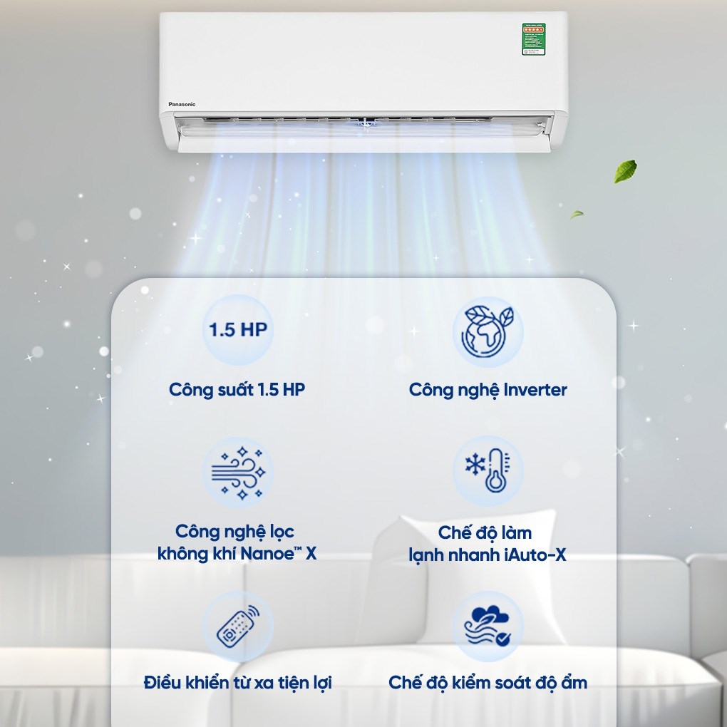 Máy lạnh Panasonic Inverter 1.5 HP CU/CS-U12BKH-8 (Mode cao cấp )