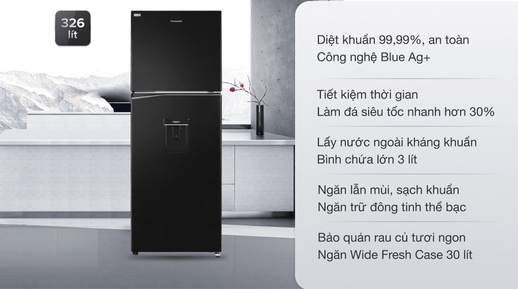 Tủ lạnh Panasonic Inverter 326 lít NR-TL351GPKV