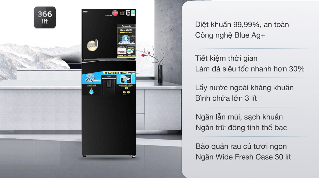 Tủ lạnh Panasonic Inverter 366 lít NR-TL381GPKV
