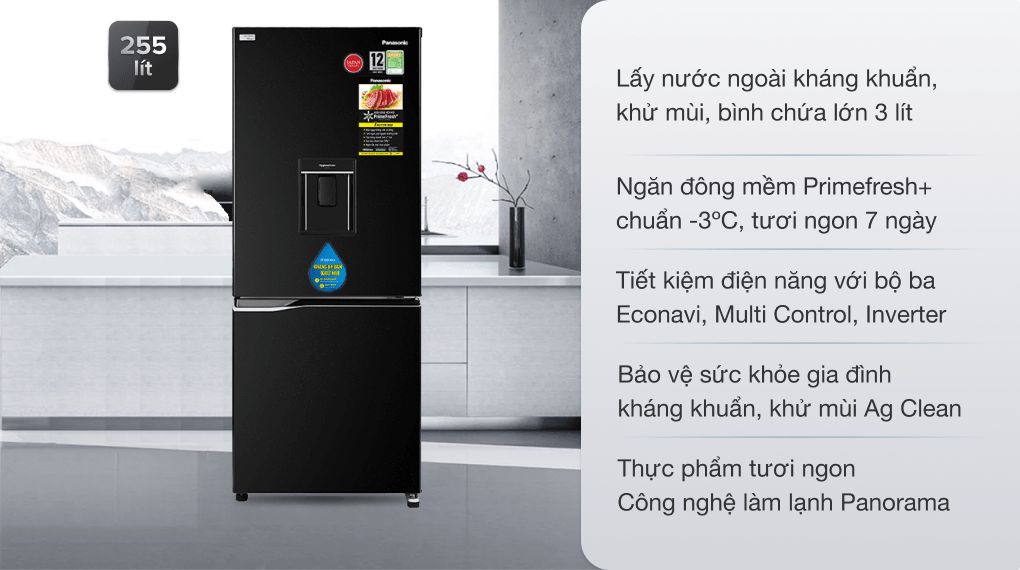 Tủ lạnh Panasonic Inverter 255 lít NR-SV280BPKV