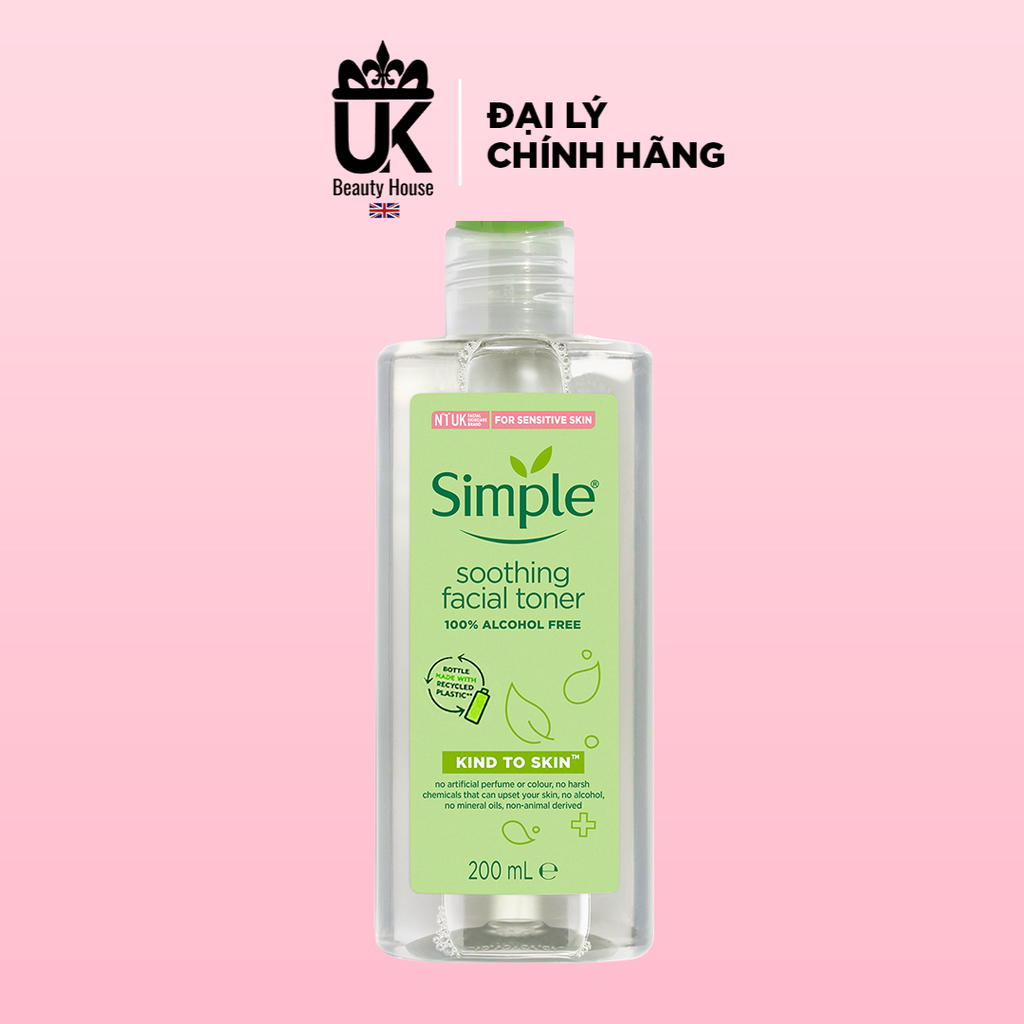 Nước hoa hồng cân bằng ẩm cho da Soothing Facial Toner Simple 200ml