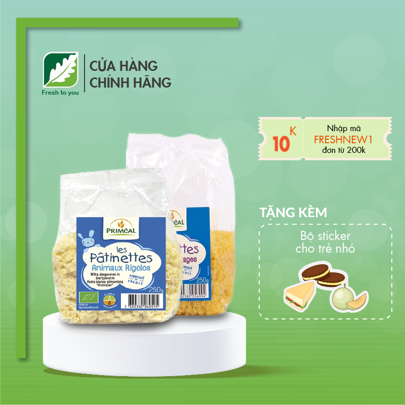 NUI HÌNH THÚ/VỎ SÒ HỮU CƠ PRIMEAL - ORGANIC ANIMAL PASTA Fresh To You NUI HÌNH THÚ/VỎ SÒ HỮU CƠ PRIMEAL - ORGANIC ANIMAL PASTA Fresh To You