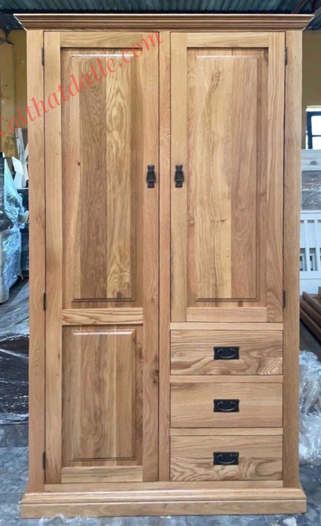 Tủ Quần Ao Pano 2 Canh Gỗ Sồi Mỹ 1m06 Nội Thất Dat Le