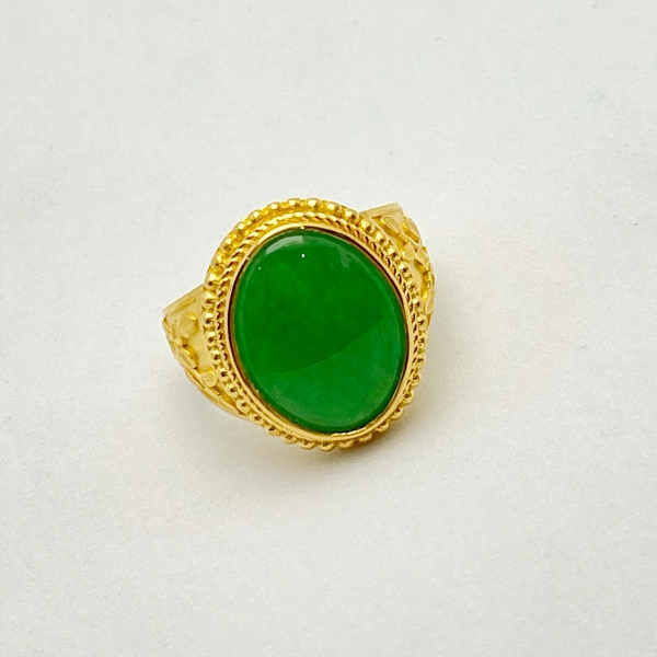 Nhẫn nữ vàng 24K gắn Ngọc cẩm thạch