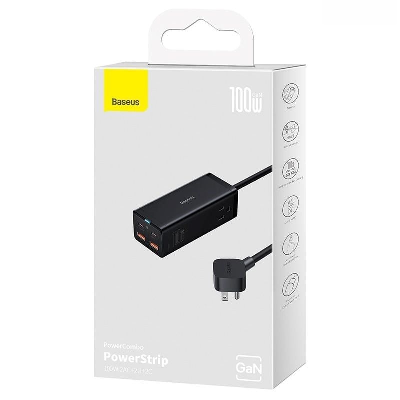 Bộ Sạc Nhanh Baseus 100W GaN3 Pro Desktop Powerstrip 6 in 1 AC 100V-220V (2AC+2U+2C) (Type-C To Type-C 100W(20V/5A)) PSZM