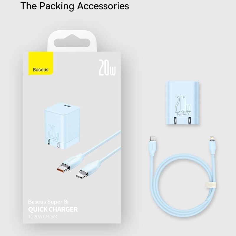 Bộ Sạc Nhanh 20W Baseus Super Si Pro Quick Charger 1C (Kèm Cáp C To Lightning)