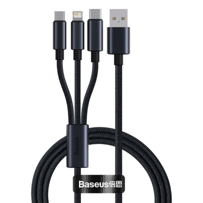 Cáp 3in1 Minimalist Series Fast Charging Data Cable USB to Micro + Lightning + Type C 3.5A sạc nhanh, truyền dữ liệu 480Mbps