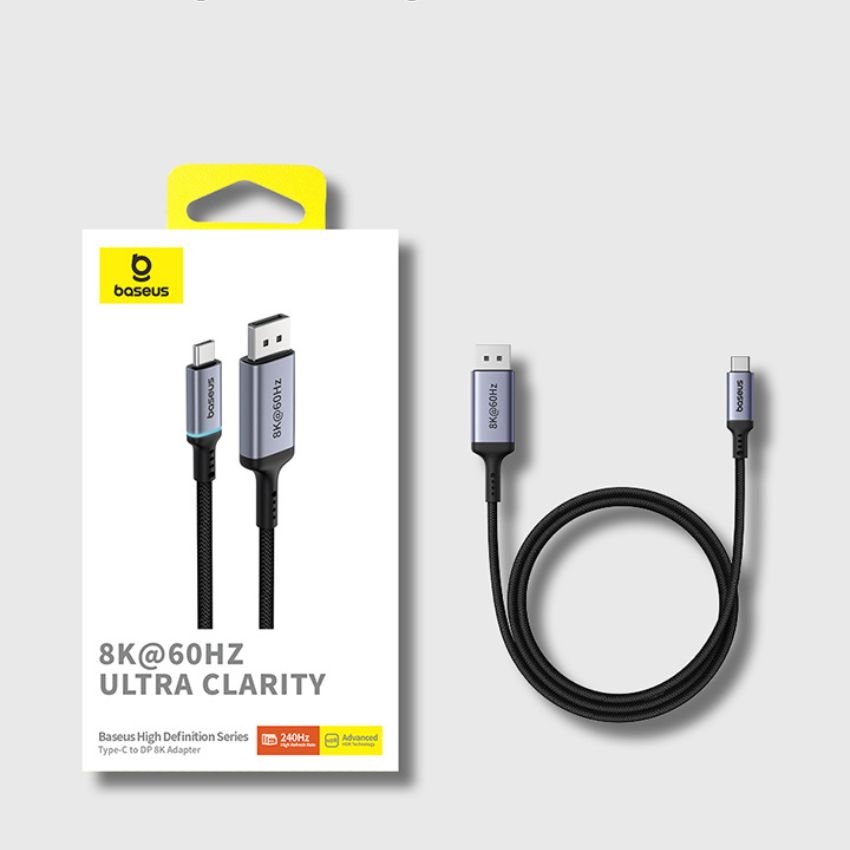 Cáp Chuyển Type C sang DisplayPort (DP) 8K Baseus High Definition Series (Type C to DP 8K@60Hz, 4K@240Hz, Dynamic HDR)