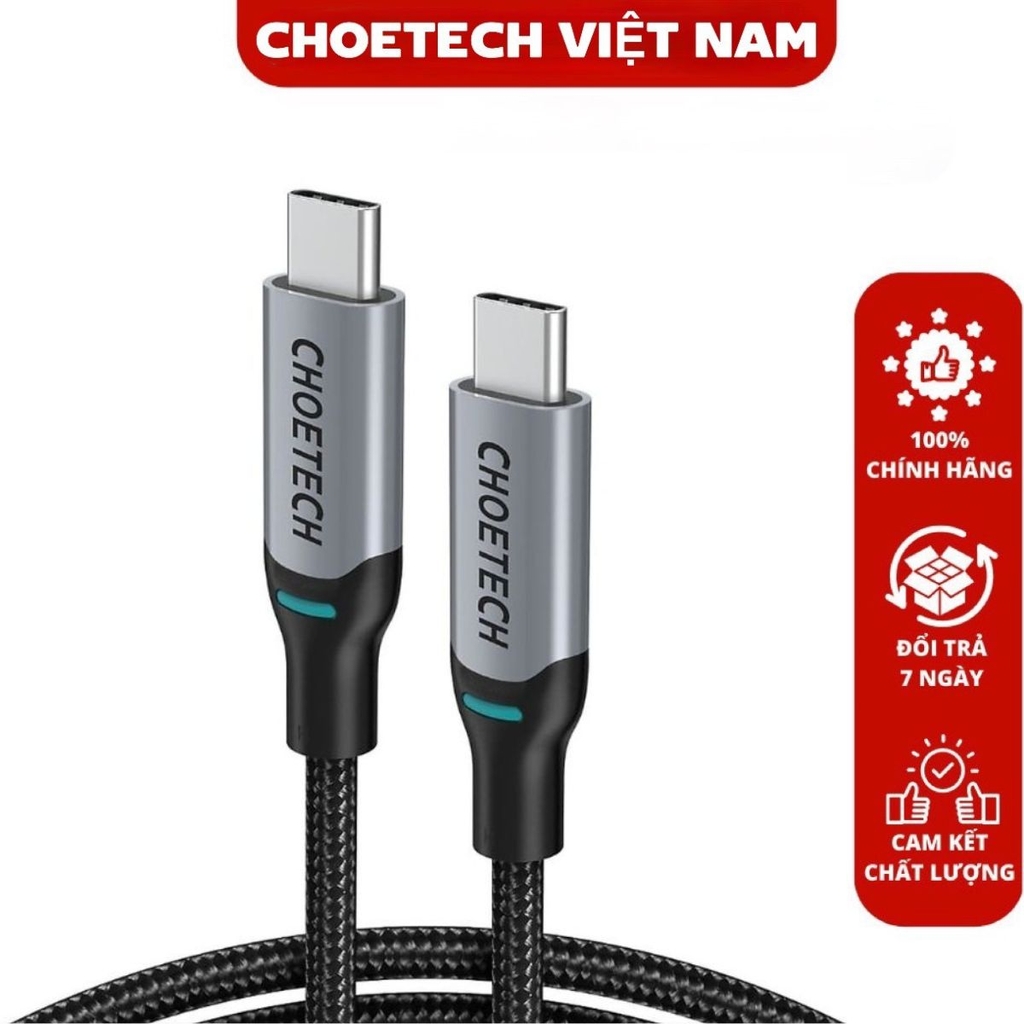 Cáp Sạc Nhanh Type C to Type C 100W Dài 1.8M Choetech XCC-1002 (Hàng chính hãng)