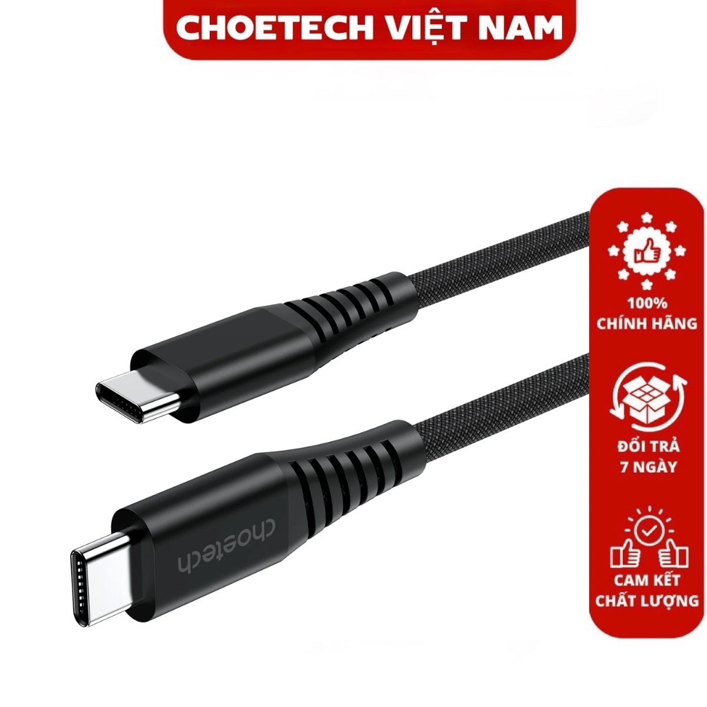 Cáp sạc nhanh Type C to Type C 240W Choetech XCC-1051 dài 1.8M (Hàng chính hãng)