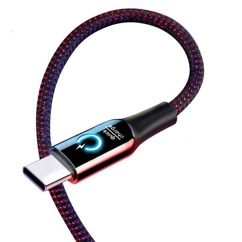 Cáp sạc nhanh tự ngắt truyền dữ liệu USB sang Type C CATCD Baseus C Shape Light 3A (Quick charge 3.0, Auto Power-off, LED light indicator)