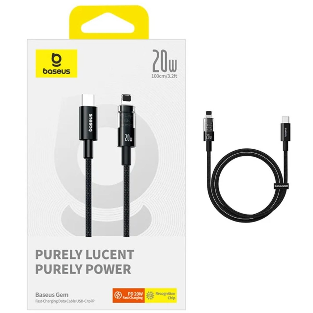 Cáp sạc nhanh và truyền dữ liệu Type C to Lightning 20W Baseus Gem Charging Cable dài 1M và 2M