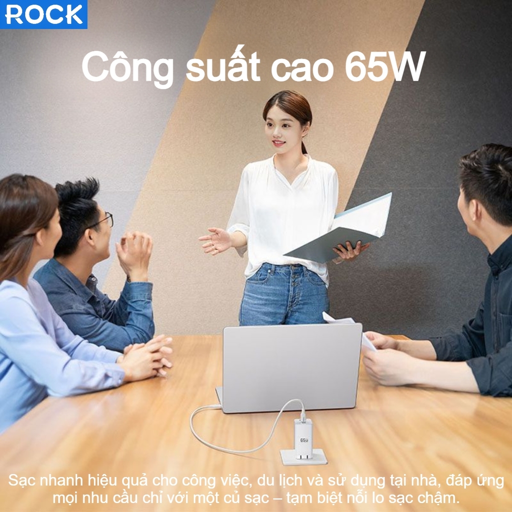 Củ Sạc Nhanh 3 Cổng ROCK C10 GaN 65W 2C+ 1U (Hàng chính hãng) | BASEUS ...