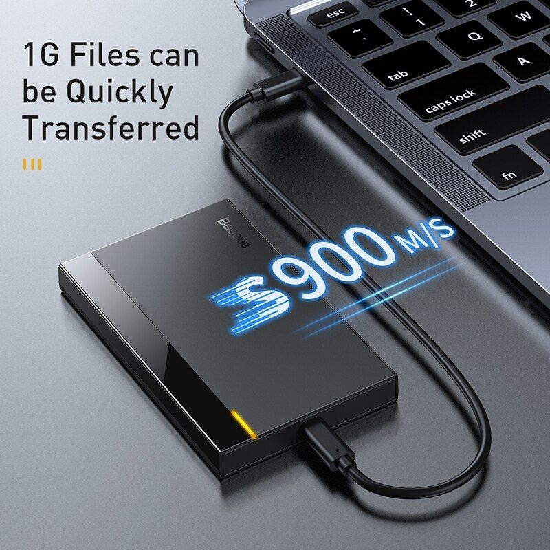 Hộp đựng ổ cứng Baseus Full Speed Series 2.5'' HDD enclosure (Micro USB/ Type-C (GEN1)/ Type-C (GEN2)) Black chuyển đổi ổ cứng gắn trong thành ổ cứng di động