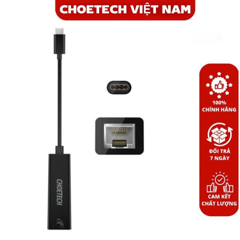 Hub chuyển từ Type C sang RJ45 thương hiệu Choetech mã HUB-R01 (Hàng chính hãng)