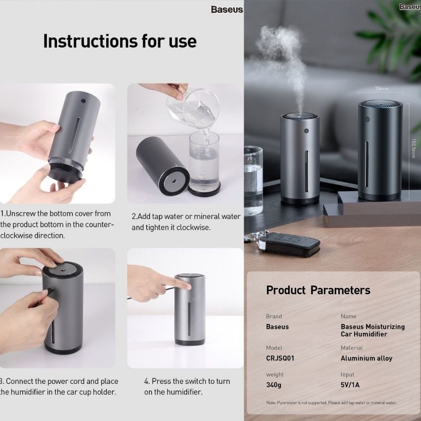 Máy phun sương tạo ẩm dùng cho xe hơi Baseus Moisturizing Car ...