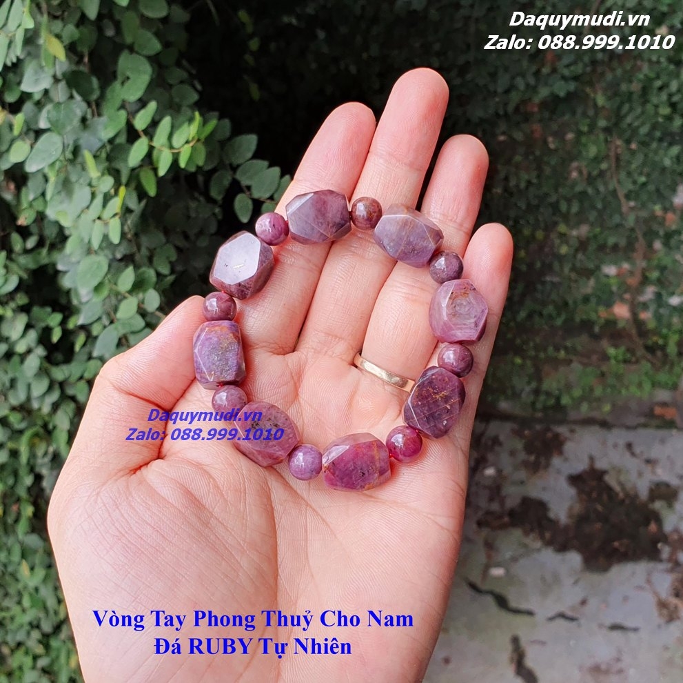 VÒNG TAY ĐÁ RUBY TỰ NHIÊN CHO NAM | ĐÁ QUÝ MUDI