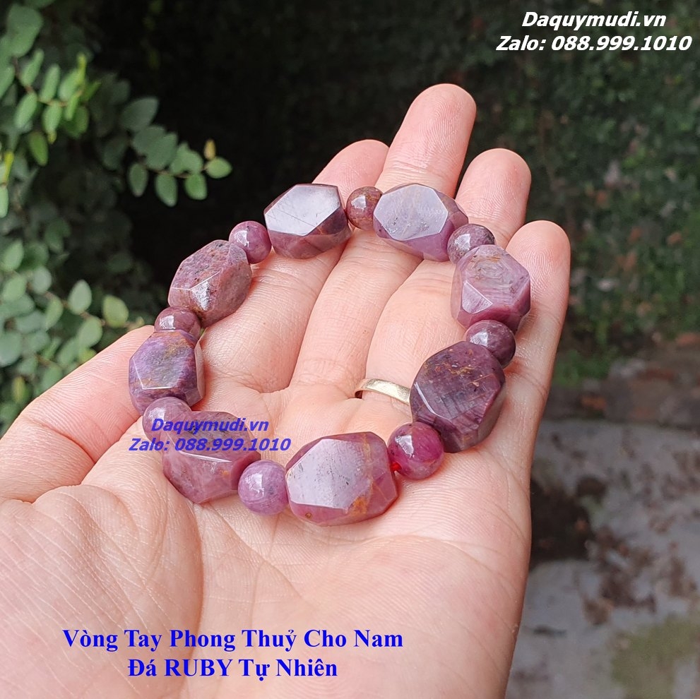 VÒNG TAY ĐÁ RUBY TỰ NHIÊN CHO NAM | ĐÁ QUÝ MUDI
