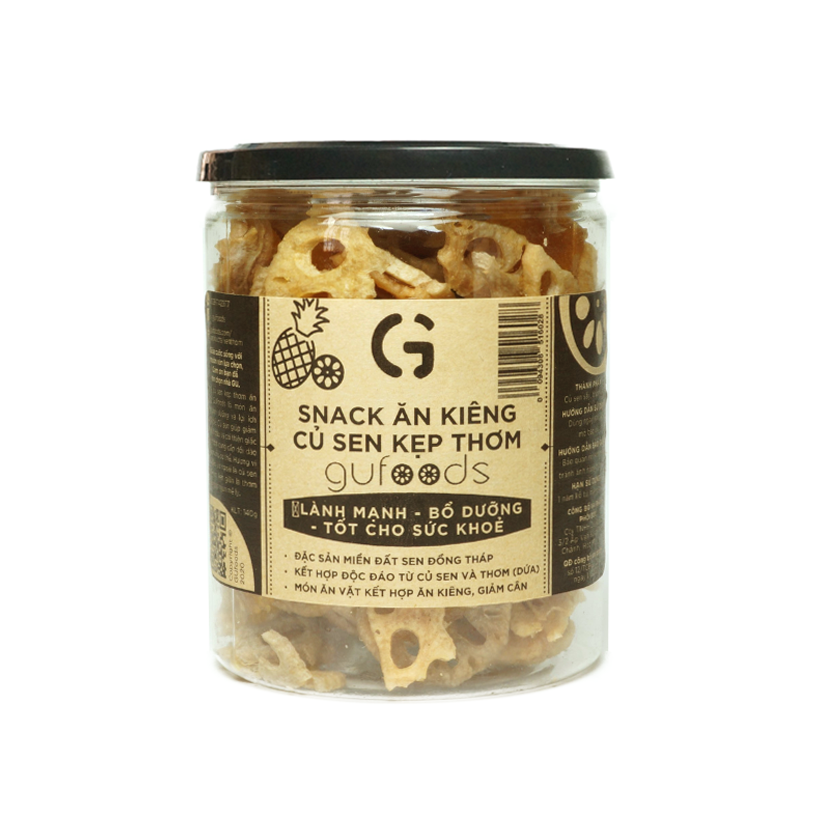 Bánh củ sen kẹp thơm GUfoods - Giòn thơm, Lành mạnh, Giàu chất xơ và vitamin tự nhiên, Eat clean, Thuần chay