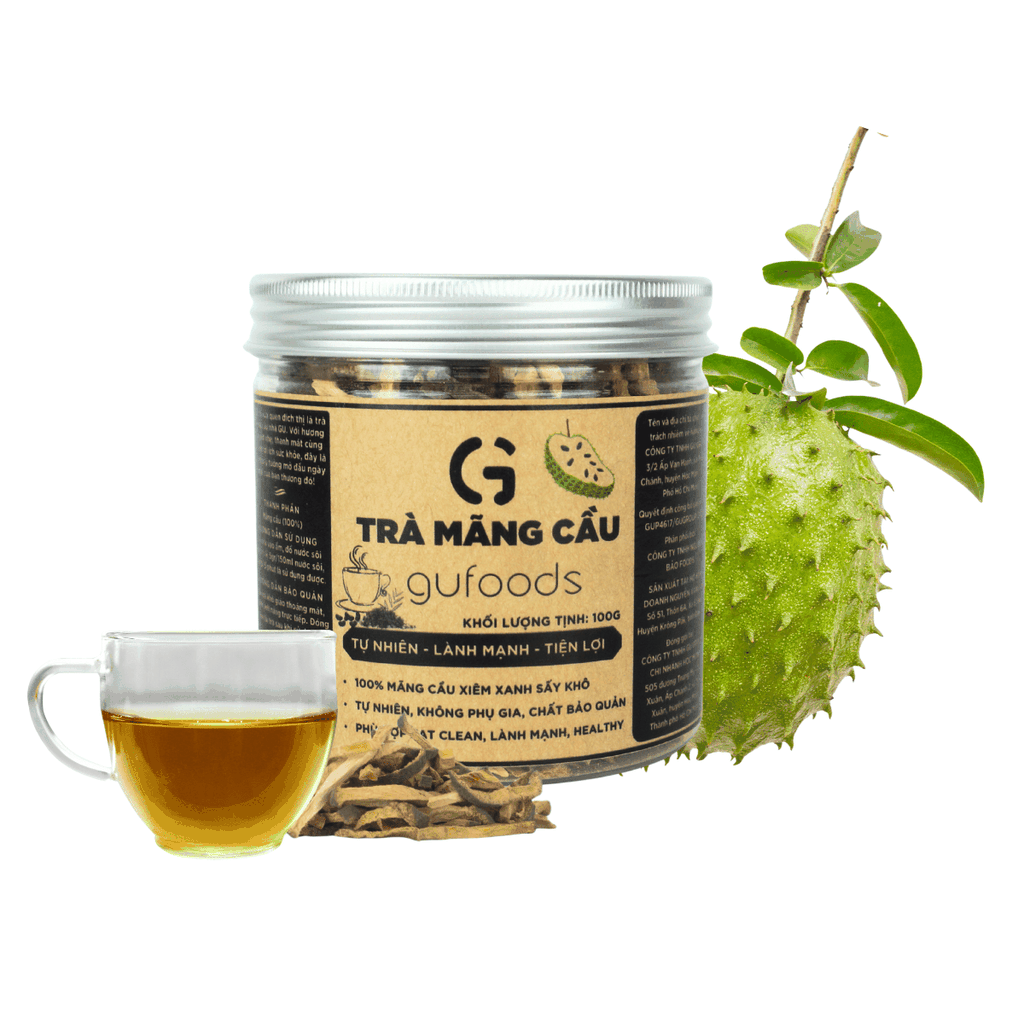 Trà mãng cầu GUfoods (hũ 100g) - Hỗ trợ giấc ngủ, Cải thiện tinh thần, Thanh mát, Eat clean, Healthy