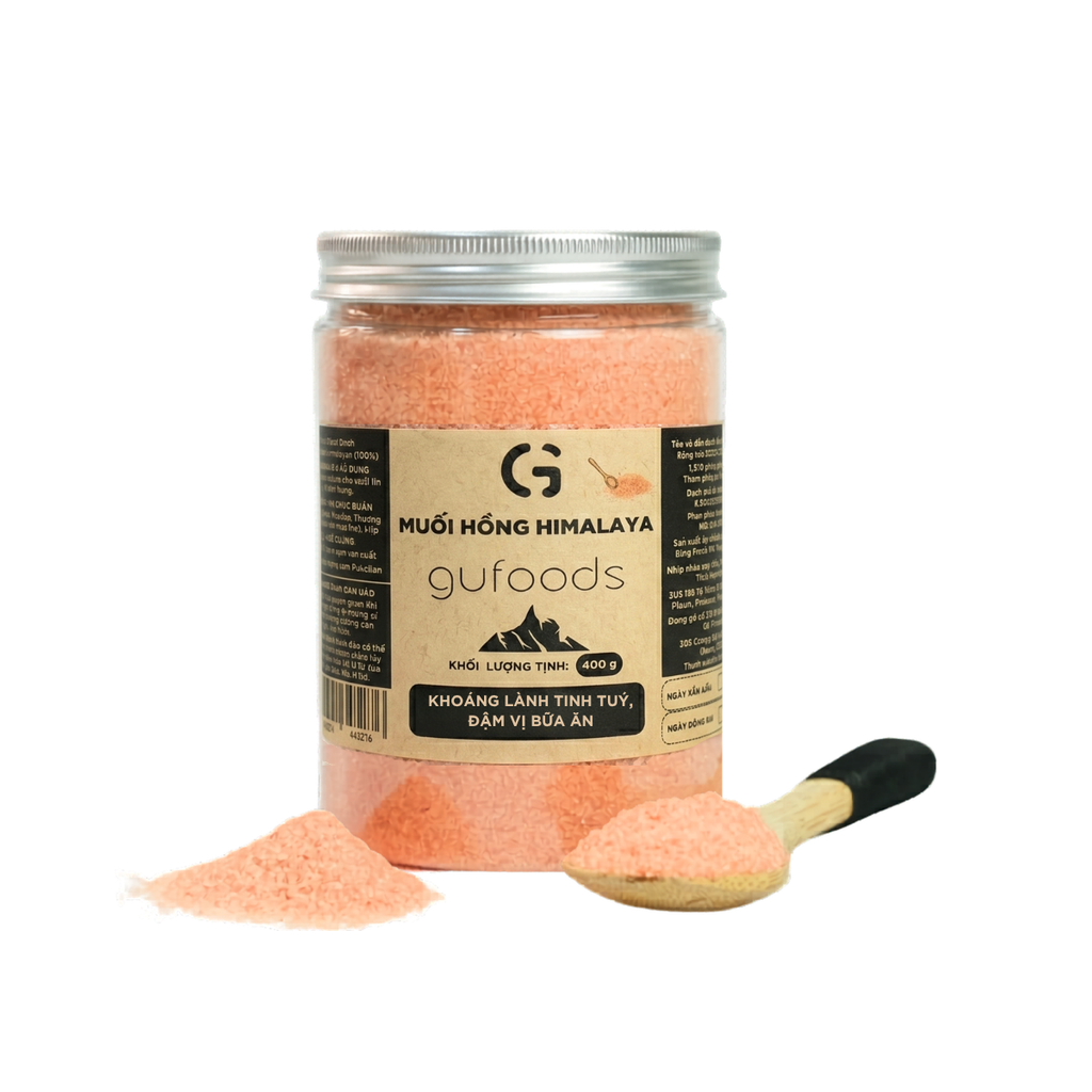 Muối hồng Himalaya GUfoods (dạng hạt mịn) - Tự nhiên, Giàu khoáng chất vi lượng, Không phụ gia, Không tinh chế