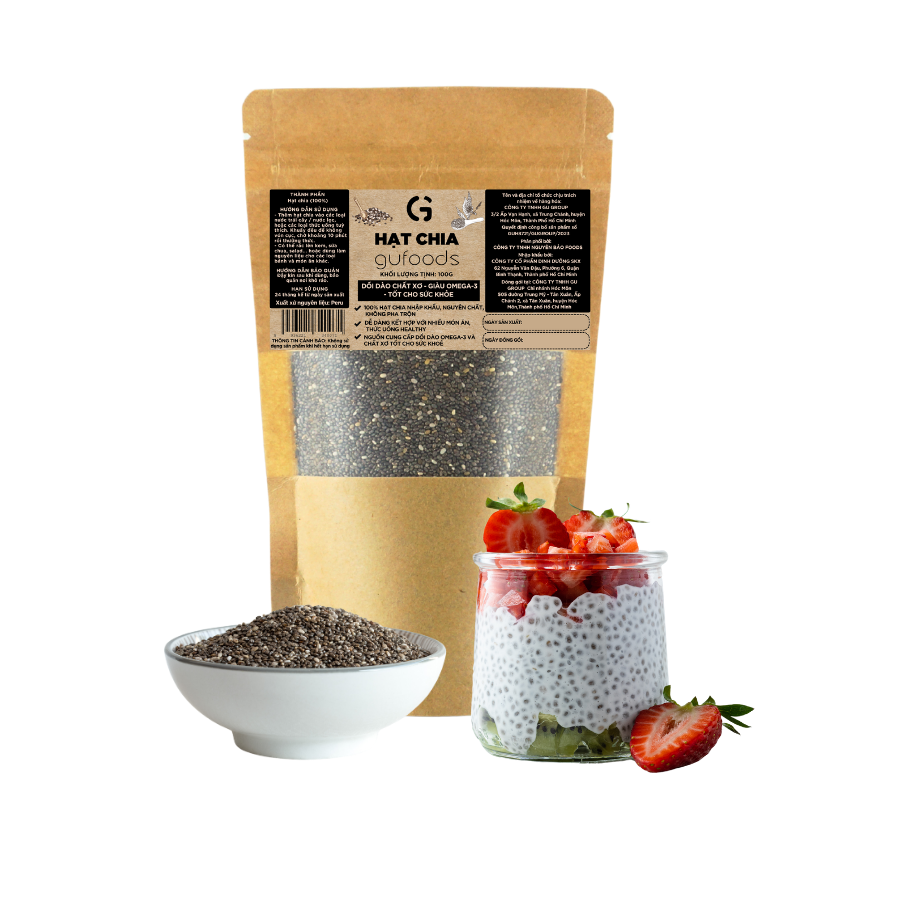 Hạt chia GUfoods - Giàu chất xơ và Omega-3, Tốt cho hệ tiêu hoá, Lành mạnh, Healthy, Eat clean
