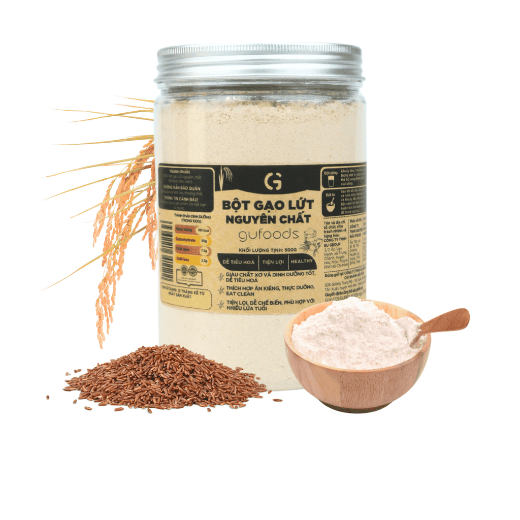 Bột gạo lứt đỏ GUfoods - Tiện lợi, Healthy, Dễ tiêu hoá, Phù hợp Eat clean, Thực dưỡng, Thuần chay