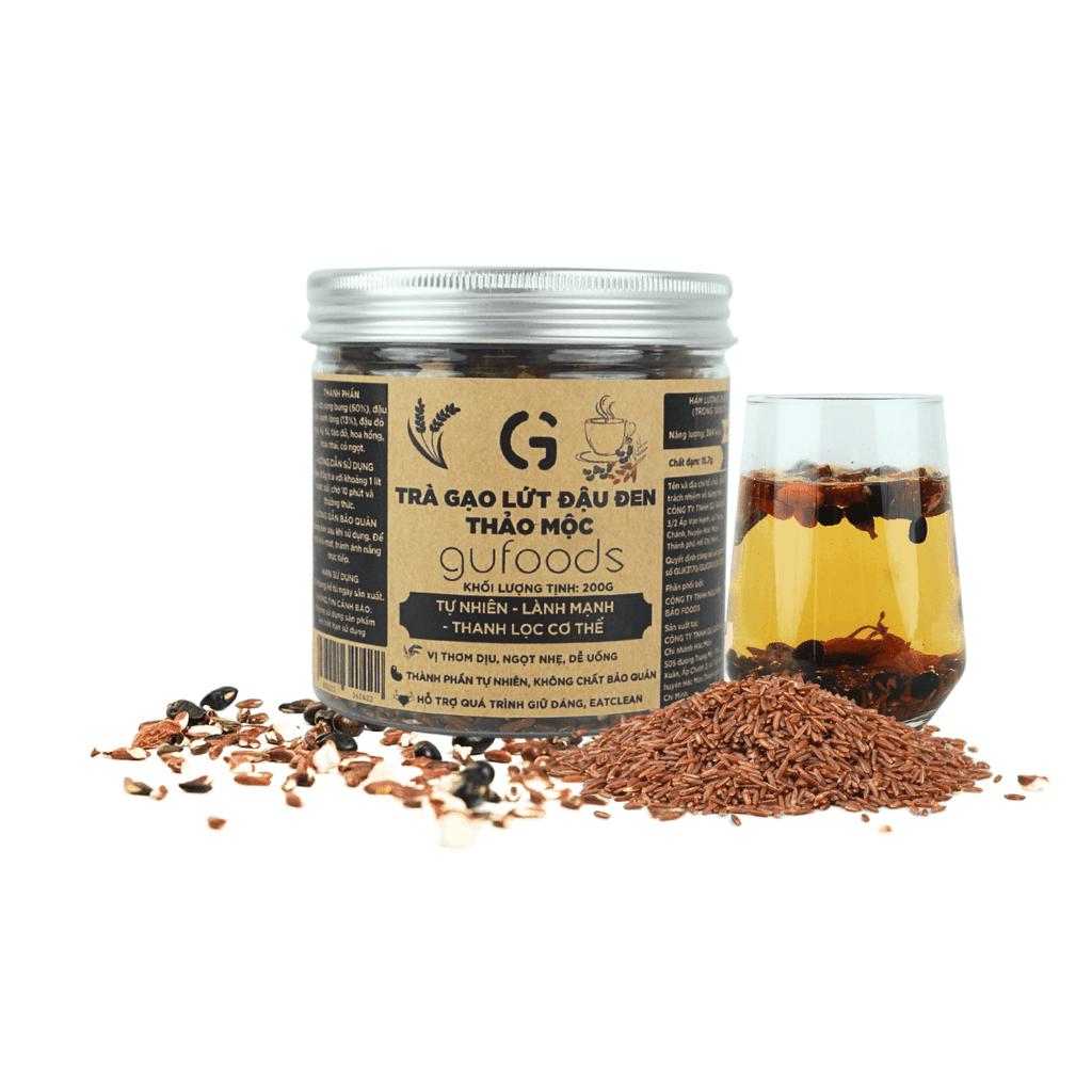 Trà gạo lứt đậu đen thảo mộc GUfoods - Thanh nhiệt, Mát gan, Hỗ trợ giấc ngủ, Healthy, Thực dưỡng, Eat clean