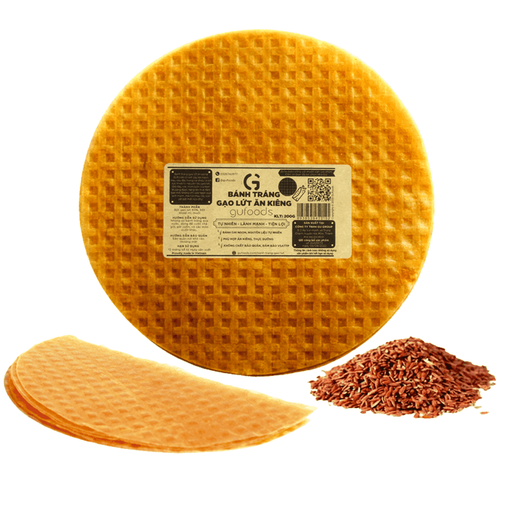Bánh tráng gạo lứt GUfoods (Gói 200g) - Dai ngon, Eatclean, Ăn kiêng, Healthy