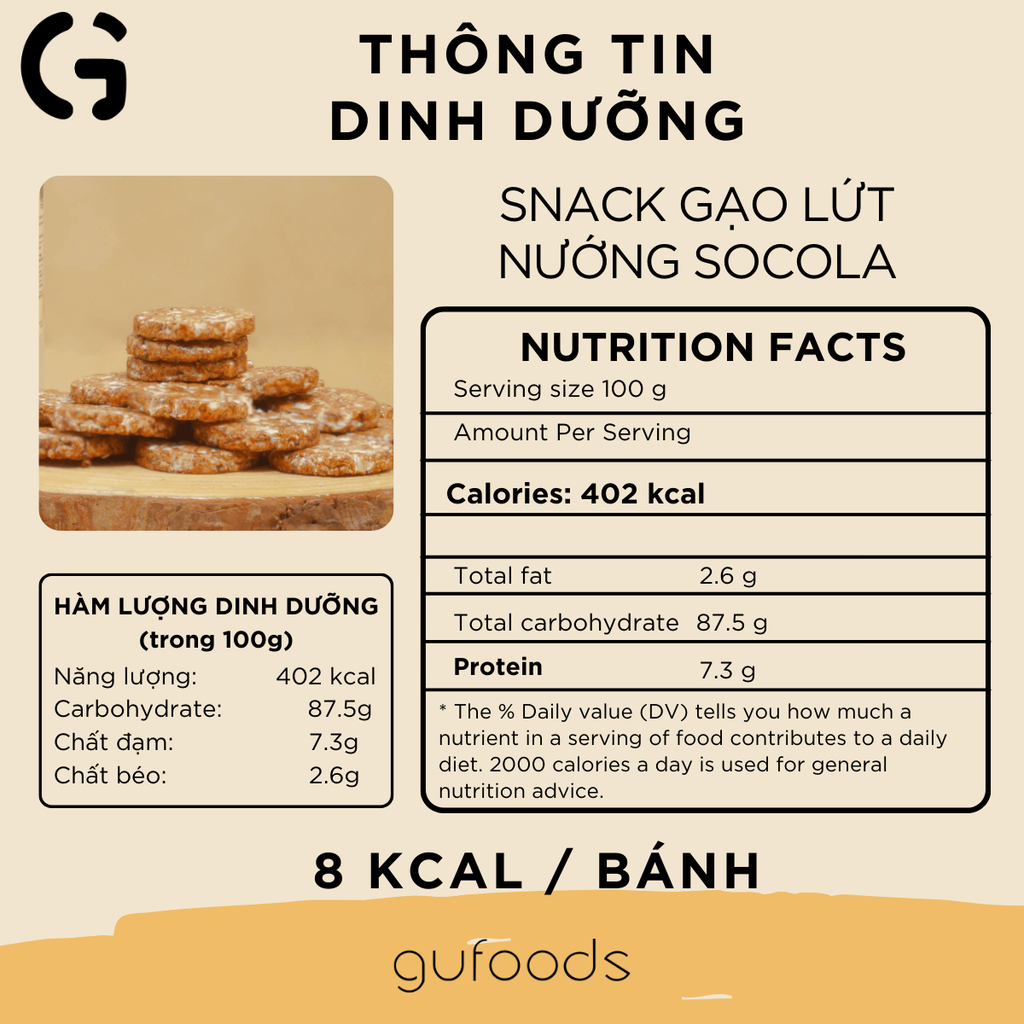 Snack gạo lứt ngũ cốc nướng socola GUfoods (Hũ 100g) - Giòn rụm, Thơm ngon, Ăn vặt healthy, Eat clean, Thuần chay