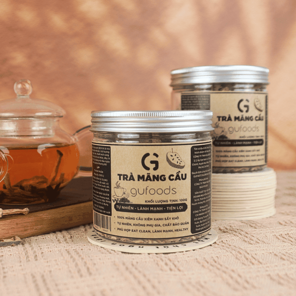 Trà mãng cầu GUfoods (hũ 100g) - Hỗ trợ giấc ngủ, Cải thiện tinh thần, Thanh mát, Eat clean, Healthy
