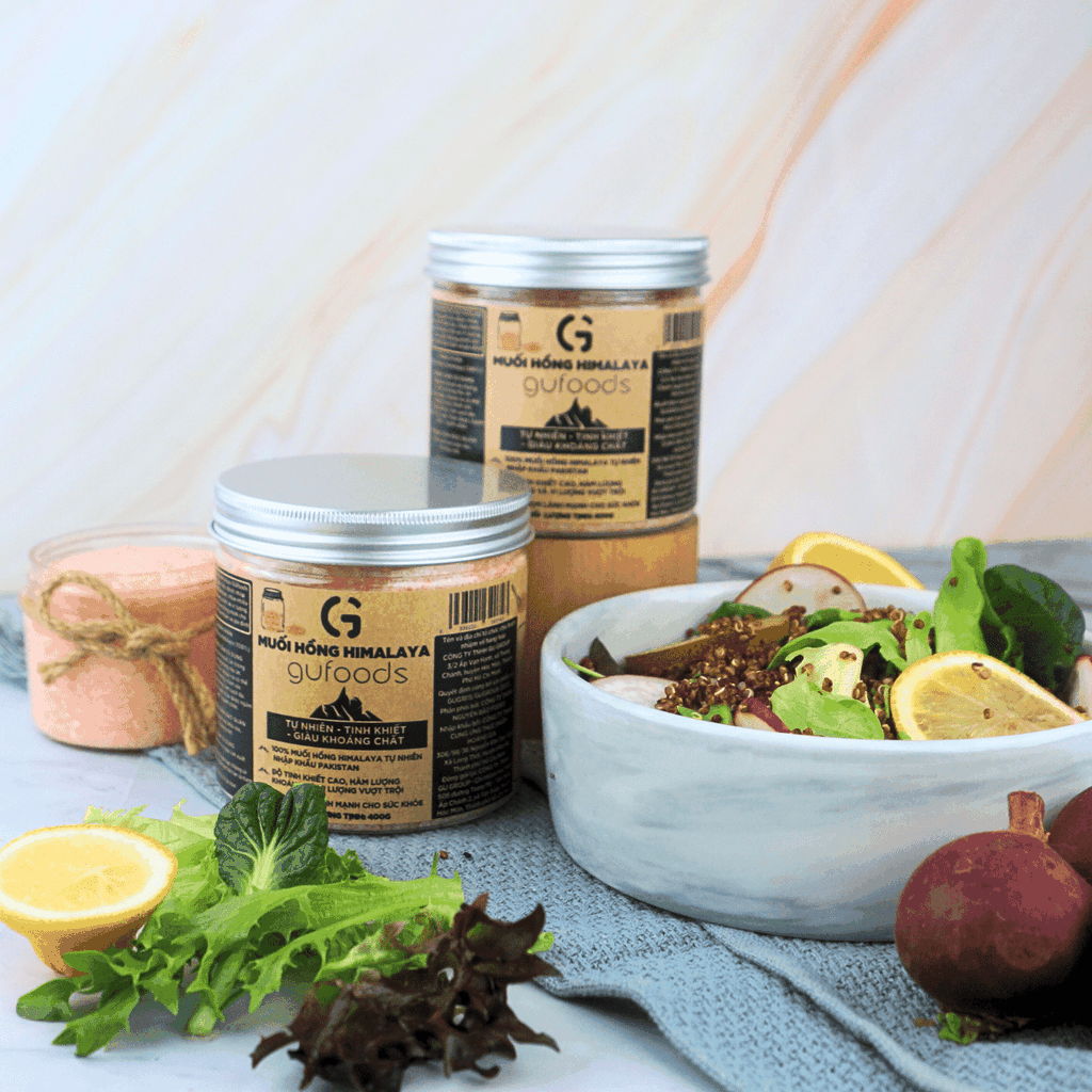 Muối hồng Himalaya GUfoods (dạng hạt mịn) - Tự nhiên, Giàu khoáng chất vi lượng, Không phụ gia, Không tinh chế