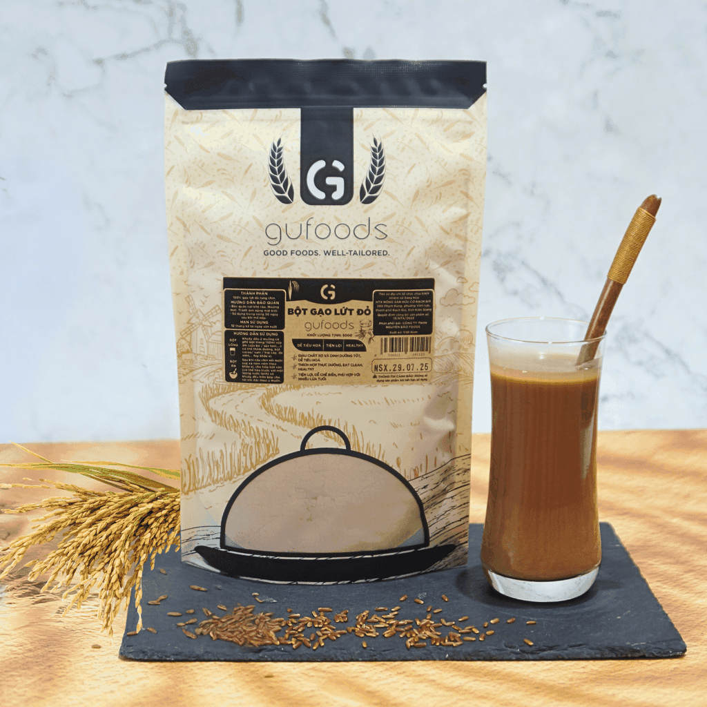 Bột gạo lứt đỏ GUfoods - Tiện lợi, Healthy, Dễ tiêu hoá, Phù hợp Eat clean, Thực dưỡng, Thuần chay