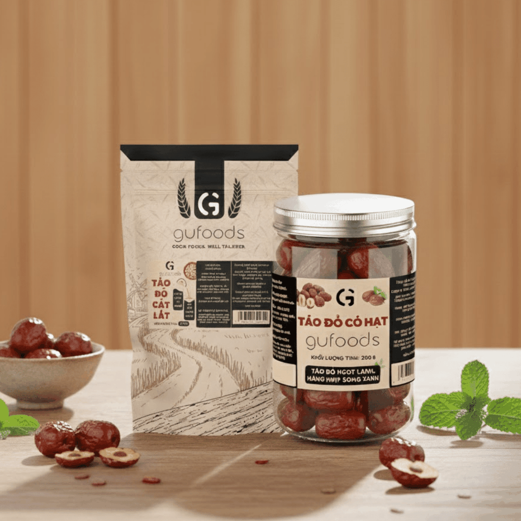 Táo đỏ cắt lát GUfoods - Ngọt thanh tự nhiên, Giàu chất xơ, Hỗ trợ thư giãn tinh thần, Healthy, Eat clean (túi 400g)