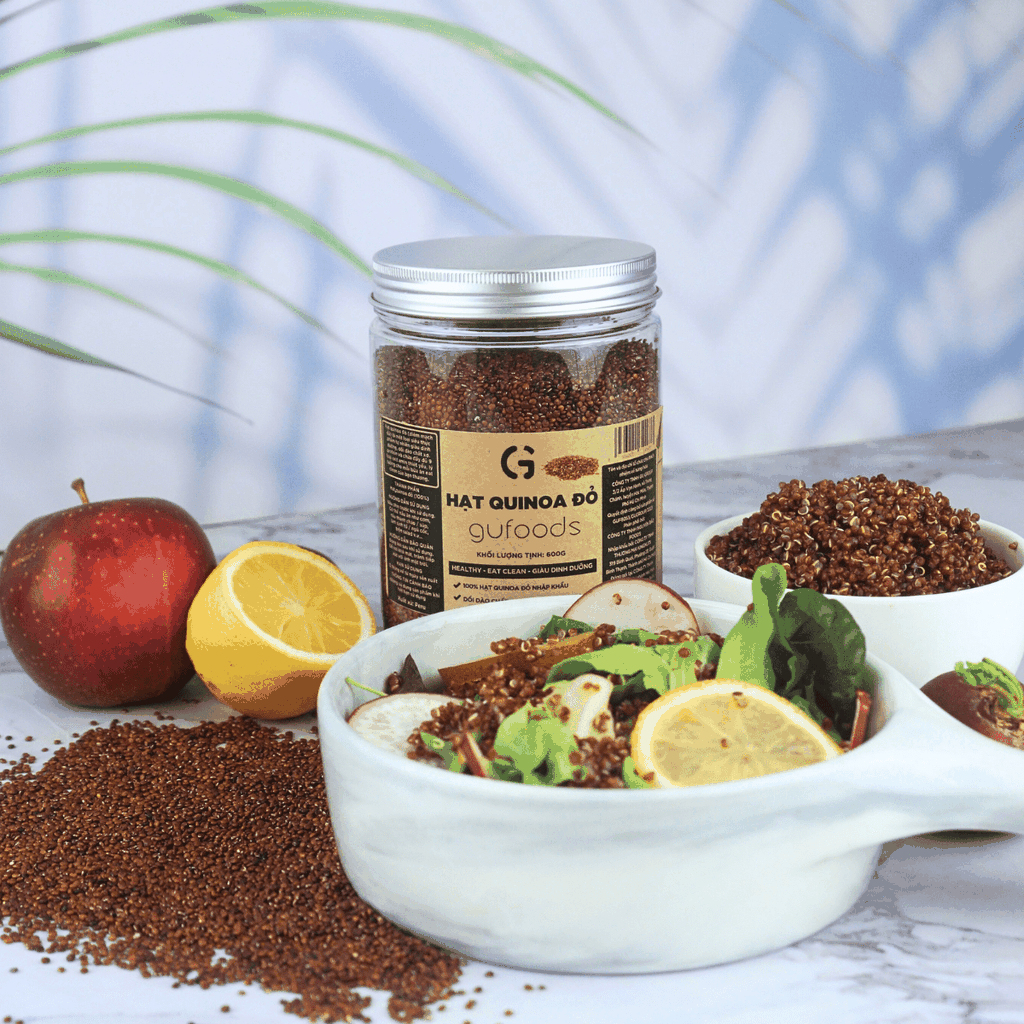 Hạt quinoa đỏ (diêm mạch đỏ) GUfoods - Dồi dào dinh dưỡng, 9 loại axit amin, Giàu chất chống oxy hóa, Chất xơ và Protein, Eat clean, Healthy, Thuần chay (hũ 600g)