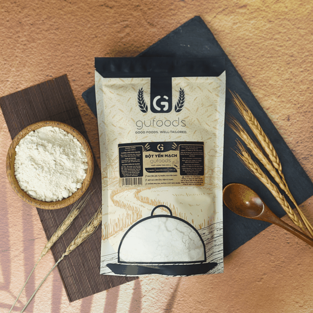 Bột Yến mạch ăn liền GUfoods (túi 500g) - Nguyên liệu nhập khẩu, Bột đã chín, Giàu chất xơ & protein thực vật, Tốt cho sức khoẻ, Ăn kiêng, Healthy, Tập gym, Eat clean