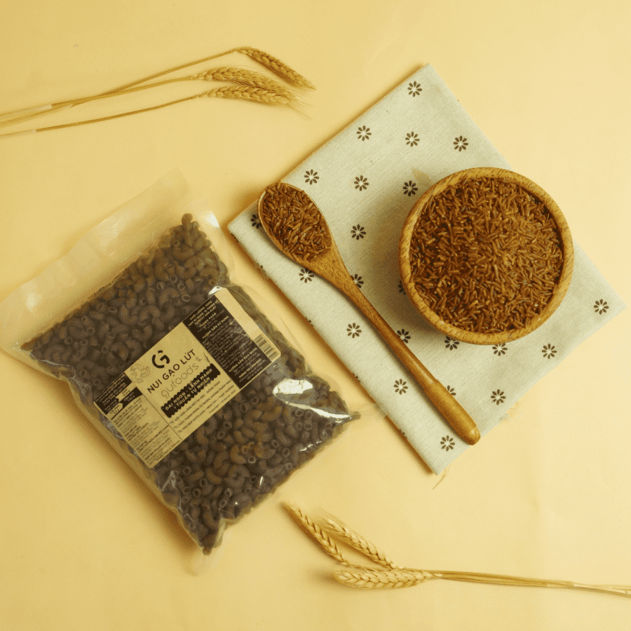Nui gạo lứt GUfoods (Gói 500g) - Dai ngon, Tiện lợi, Healthy, Eat clean, Thực dưỡng, Thuần chay