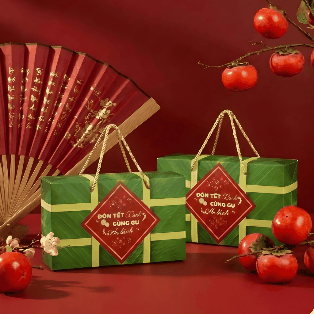 Hộp quà Tứ Quý Đoàn Viên GUfoods 2026 - Set bánh chưng độc đáo, Gift Tết healthy, Tết Xanh an lành