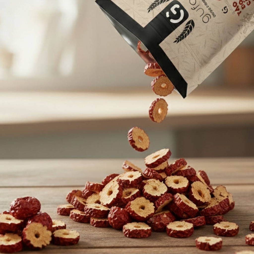 Táo đỏ cắt lát GUfoods - Ngọt thanh tự nhiên, Giàu chất xơ, Hỗ trợ thư giãn tinh thần, Healthy, Eat clean (túi 400g)