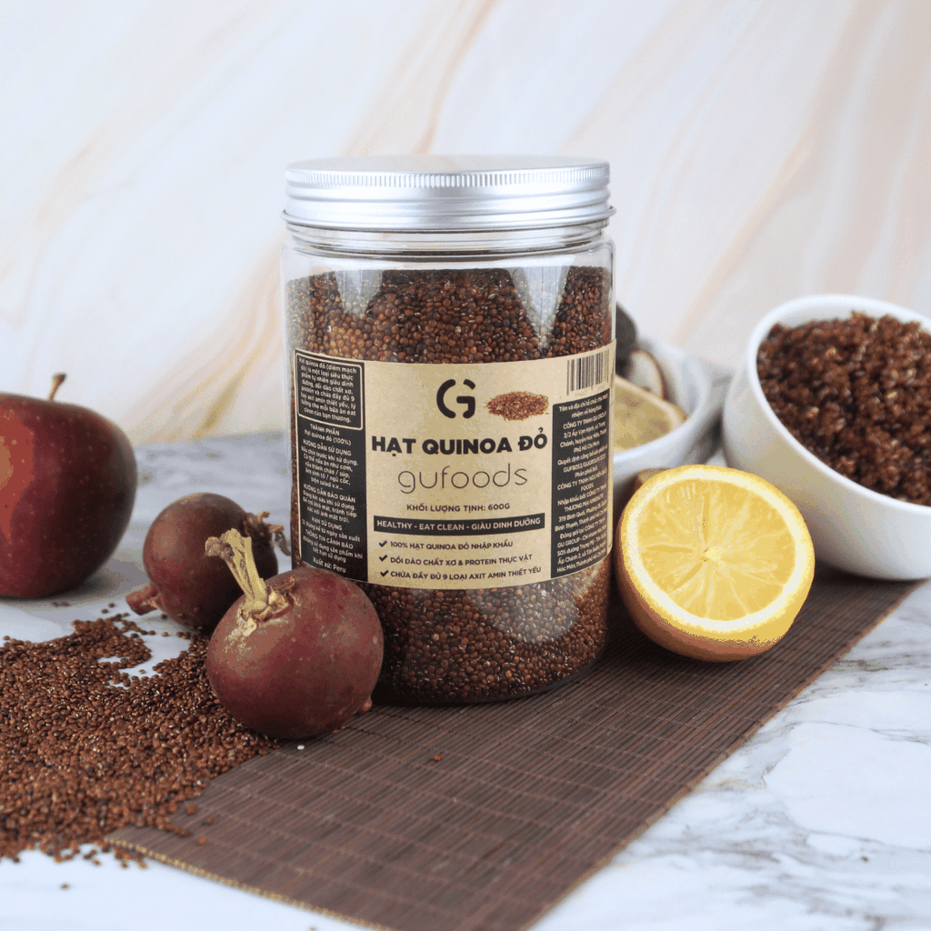 Hạt quinoa đỏ (diêm mạch đỏ) GUfoods - Dồi dào dinh dưỡng, 9 loại axit amin, Giàu chất chống oxy hóa, Chất xơ và Protein, Eat clean, Healthy, Thuần chay (hũ 600g)